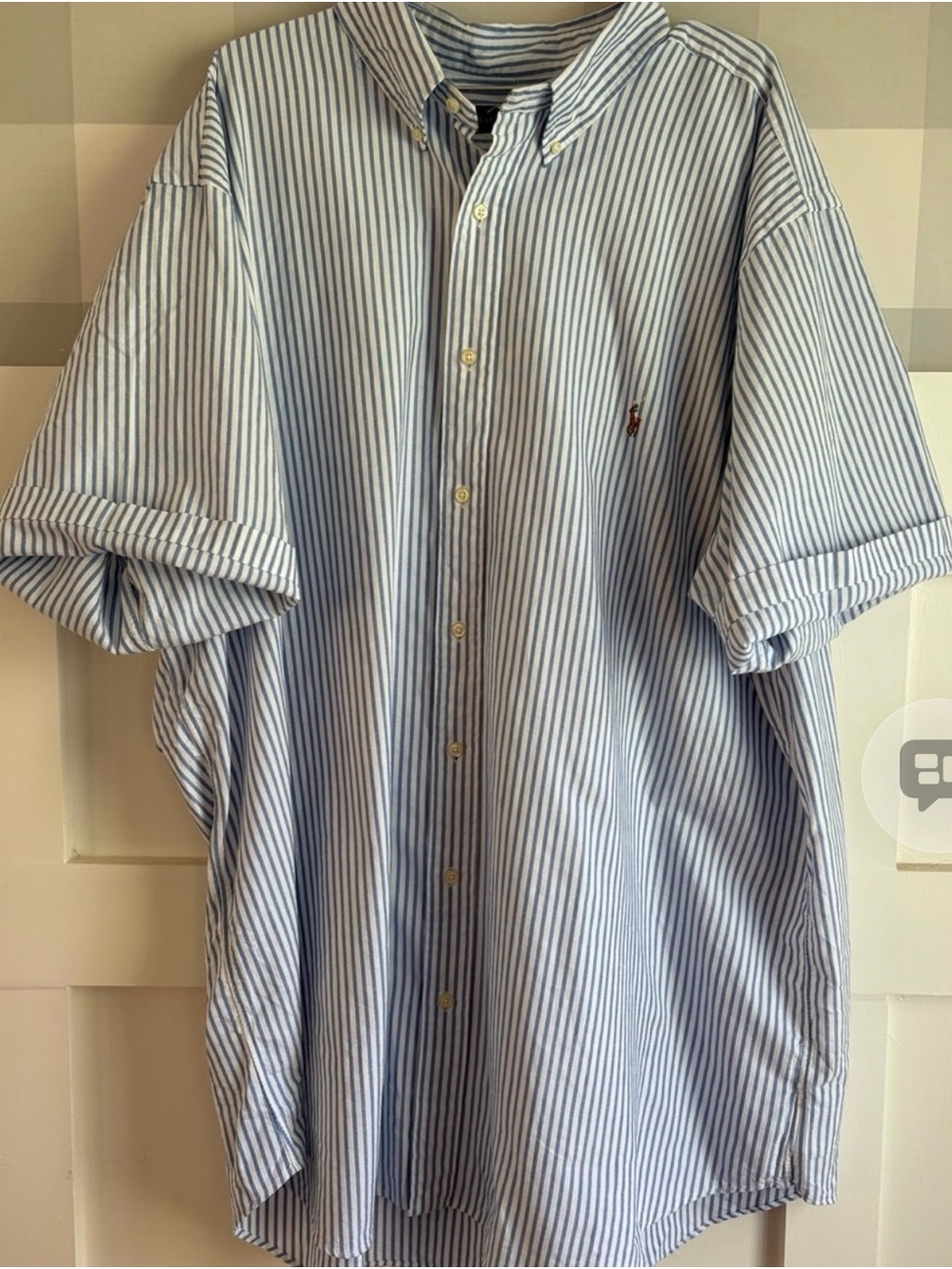 Ralph Lauren Blue and White Vertical Stripe Button-Down Shirt